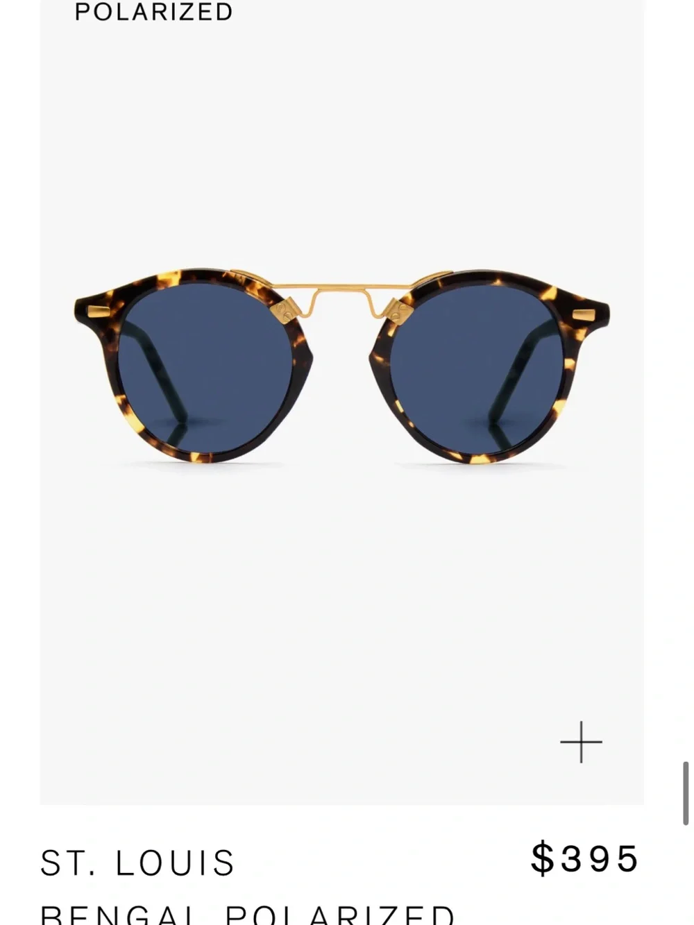 KREWE St. Louis Tortoiseshell Sunglasses with Blue Lenses and Gold Bridge